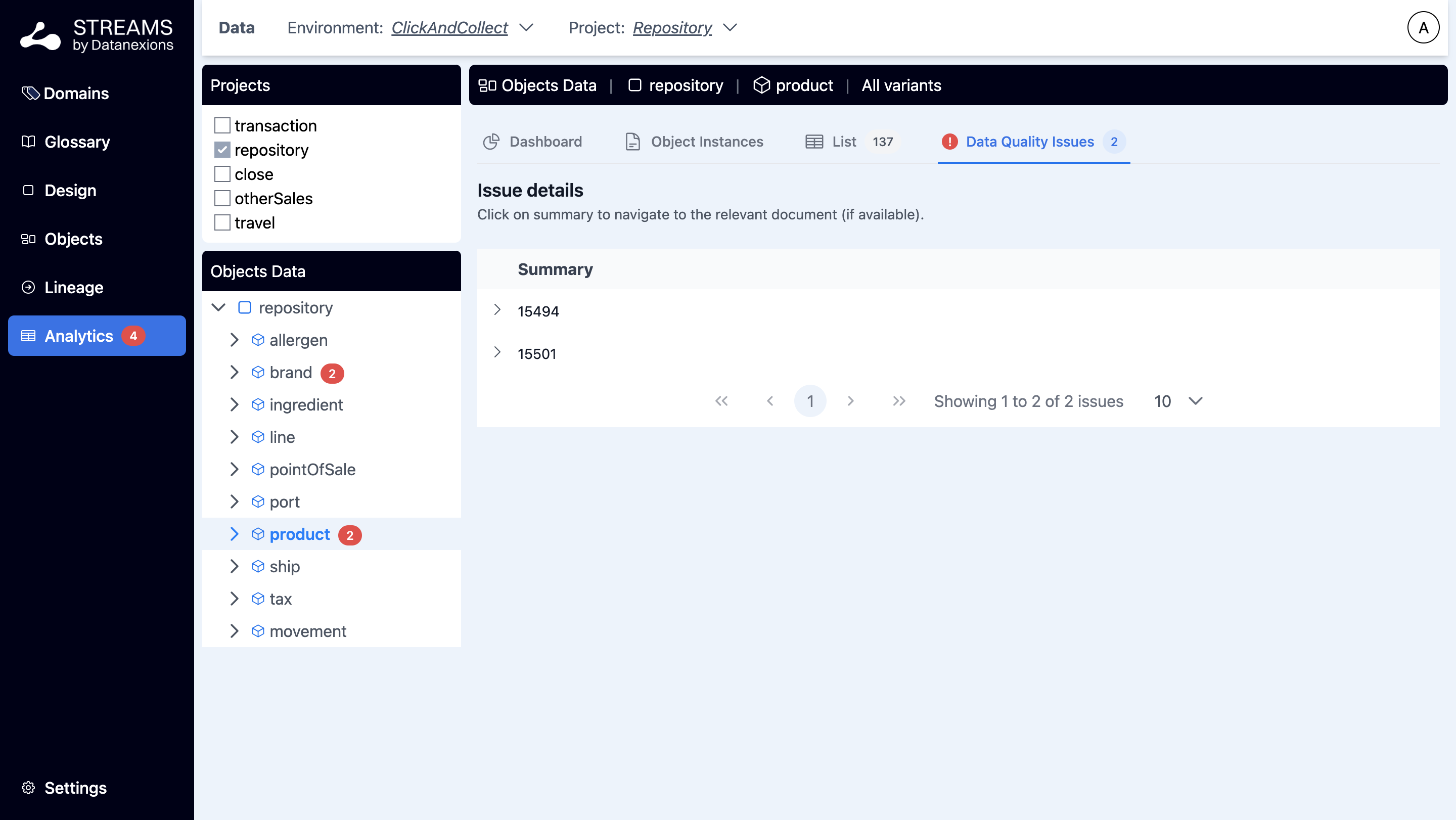 Analytics – écran 4